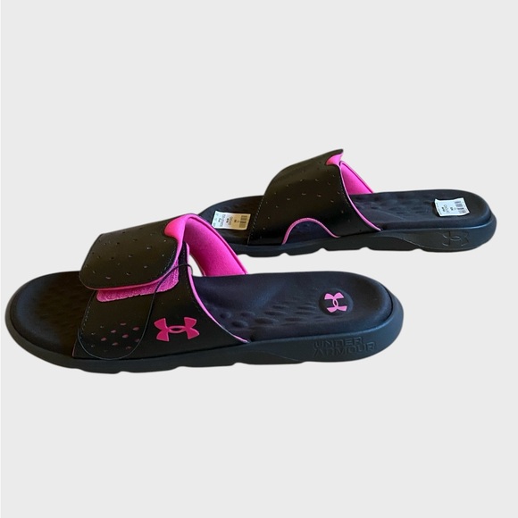 NWT Under Armour Women's Ignite Pro 7 Slide Sandals Sz 10 Sport Slide Pink Black - Picture 6 of 11